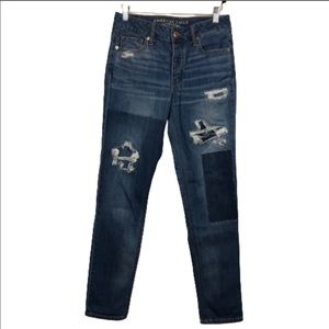 American Eagle Tom Girl Distressed Hi Rise…